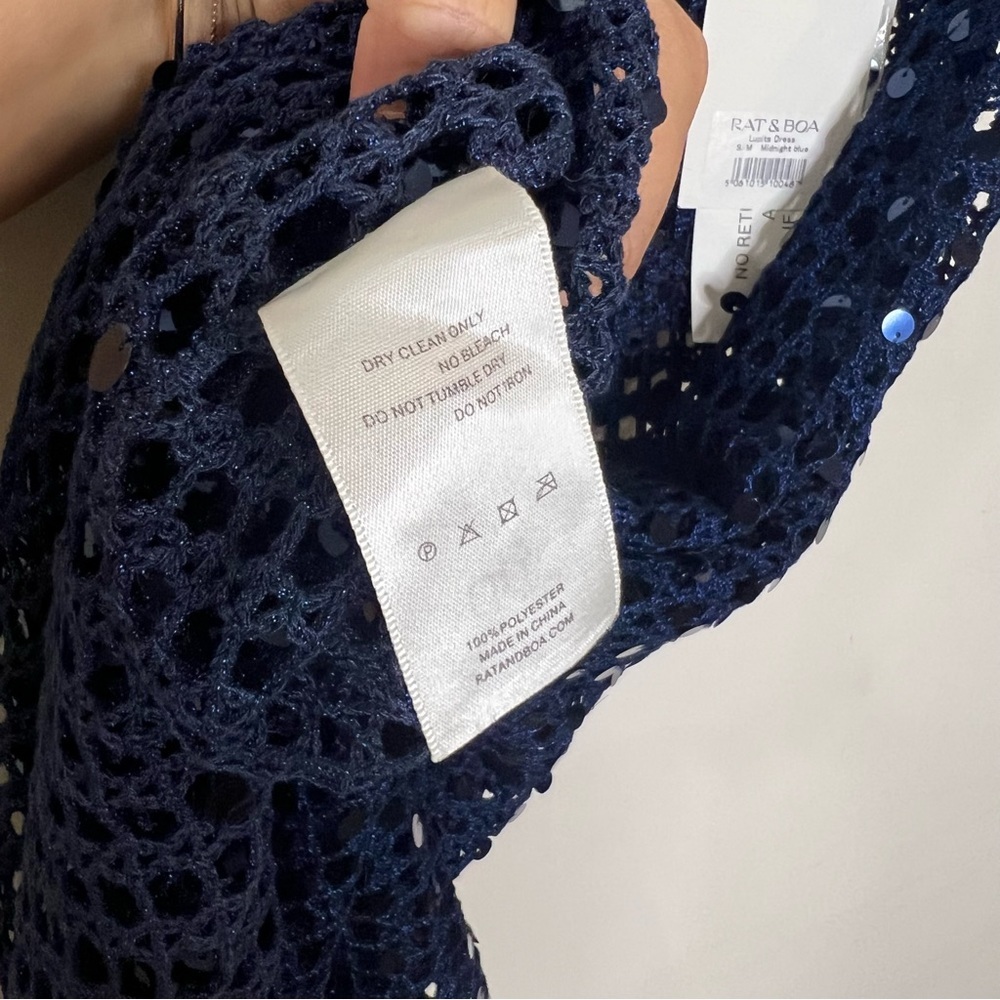 Rat and Boa Lupita glittering sequin crocheted blue maxi dress size S/M NEW! NWT - Picture 9 of 12